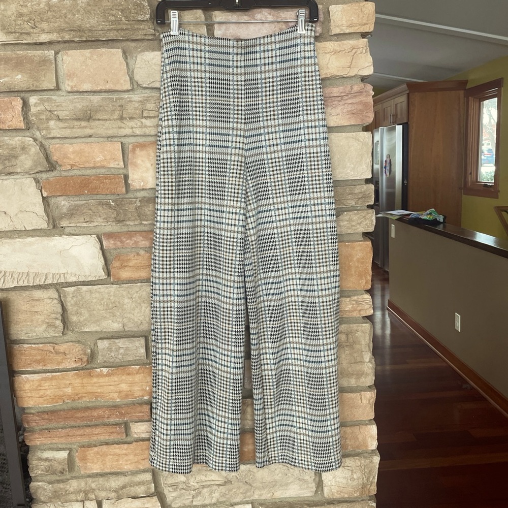 Plaid wide leg pants
